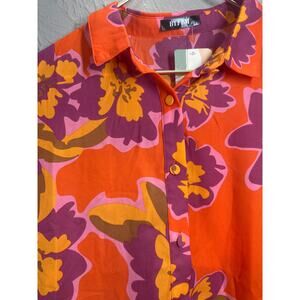 BTFBM Womens Button Down Shirt V Neck Printed Floral Boho Long Sleeve Blouses XL